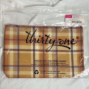Thirty-One Autumn Plaid Zipper Pouch